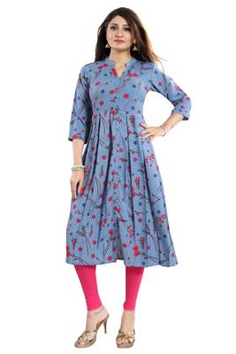 Grey printed crepe kurtas-and-kurtis 3