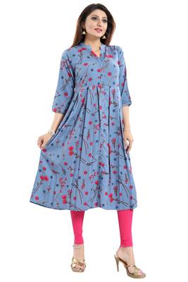 Grey printed crepe kurtas-and-kurtis 4