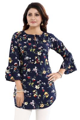 Navy-blue printed crepe kurtas-and-kurtis 2