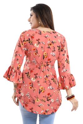 Peach printed crepe kurtas-and-kurtis 2