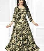 Green printed rayon long-kurtis