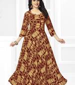 Red printed rayon long-kurtis