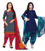 Grey Printed Cotton Salwar