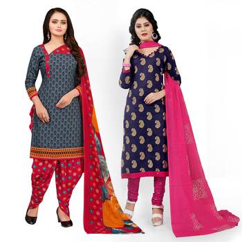 Grey printed cotton salwar 1