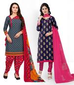 Grey printed cotton salwar