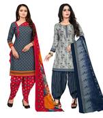 Grey Printed Cotton Salwar