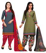 Grey printed cotton salwar