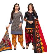 Grey printed cotton salwar