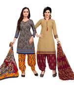 Grey Printed Cotton Salwar