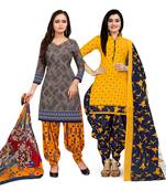 Grey Printed Cotton Salwar
