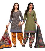 Grey printed cotton salwar