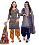 Grey Printed Cotton Salwar