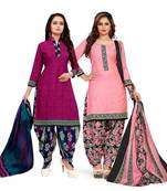 Magenta printed cotton salwar