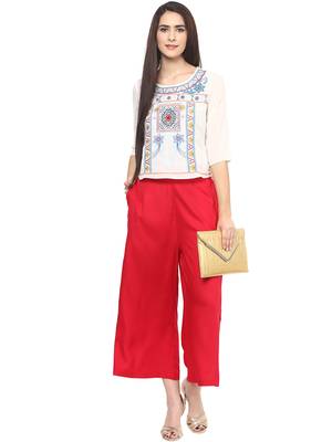 Red Solid Culotte 4