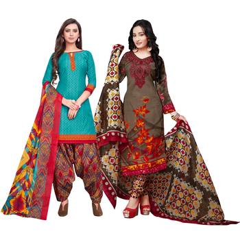 Aqua-Blue Printed Cotton Salwar 1