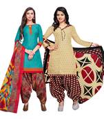 Aqua-Blue Printed Cotton Salwar