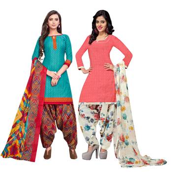 Aqua-Blue Printed Cotton Salwar 1