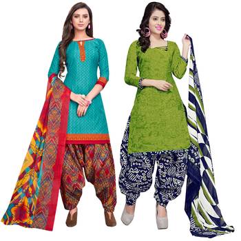 Aqua-Blue Printed Cotton Salwar 1