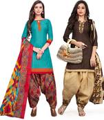 Aqua-Blue Printed Cotton Salwar