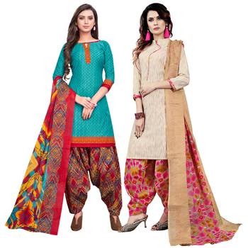 Aqua-Blue Printed Cotton Salwar 1