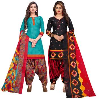Aqua-Blue Printed Cotton Salwar 1