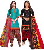 Aqua-Blue Printed Cotton Salwar