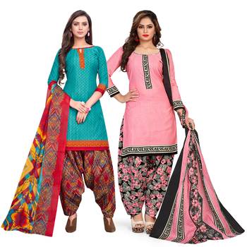 Aqua-blue printed cotton salwar 1