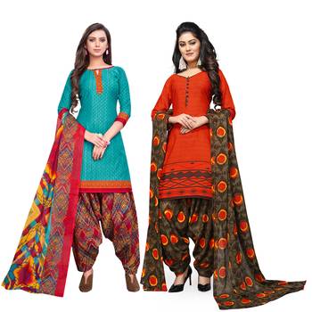 Aqua-Blue Printed Cotton Salwar 1