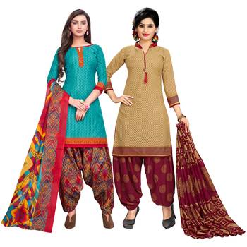 Aqua-Blue Printed Cotton Salwar 1