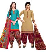 Aqua-Blue Printed Cotton Salwar