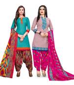 Aqua-Blue Printed Cotton Salwar