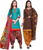 Aqua-Blue Printed Cotton Salwar