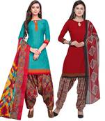 Aqua-Blue Printed Cotton Salwar