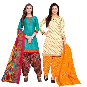 Aqua-blue printed cotton salwar 1