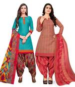 Aqua-blue printed cotton salwar