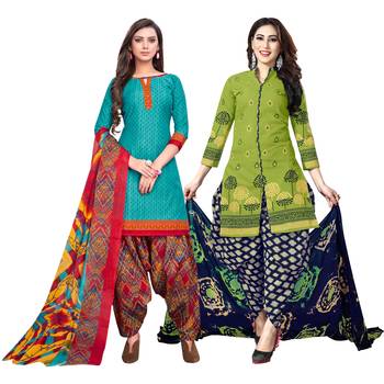 Aqua-Blue Printed Cotton Salwar 1