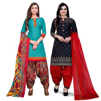 Aqua-Blue Printed Cotton Salwar 1