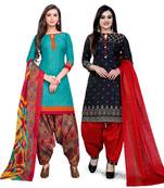 Aqua-Blue Printed Cotton Salwar