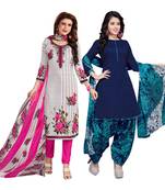 Off-white printed cotton salwar