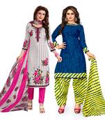 Off-white printed cotton salwar