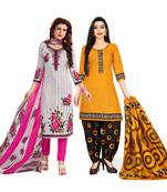 Off-white printed cotton salwar