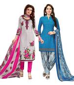 Off-white printed cotton salwar