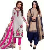 Off-white printed cotton salwar