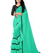 Yellow plain georgette saree with blouse