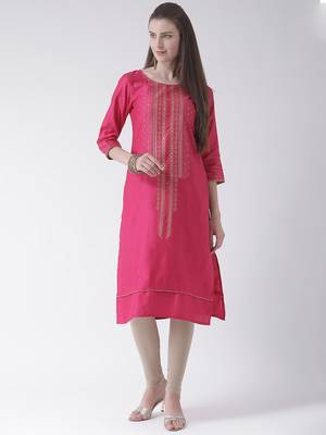 Pink printed cotton kurti 1