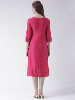 Pink printed cotton kurti 2