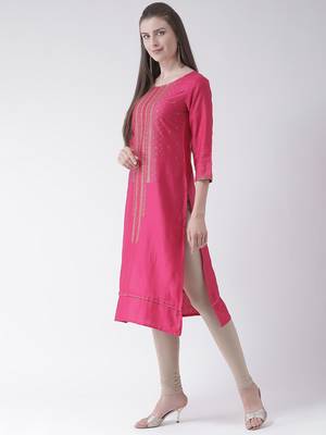 Pink printed cotton kurti 3