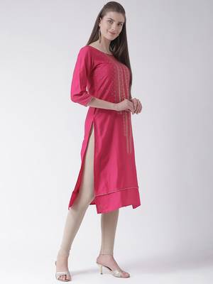 Pink printed cotton kurti 4