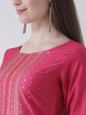 Pink printed cotton kurti 5