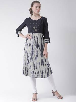 Blue printed cotton kurti 3